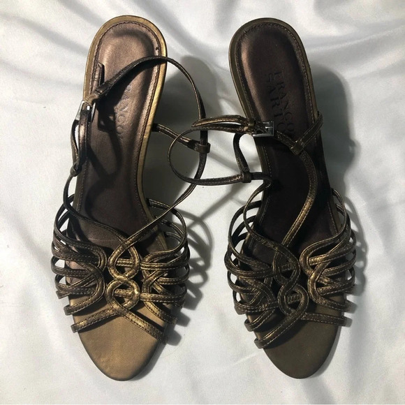 Franco Sarto  Bronze Strappy Sandals with 2" Heel - Picture 1 of 13